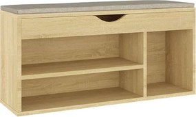 vidaXL sonoma tölgy színű cipőtároló pad párnával 104 x 30 x 49 cm