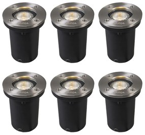 6 darab modern csiszolt rozsdamentes acél készlet - Basic Round