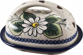 Kerámia Vajtartó Kézzel Festett Margaréták