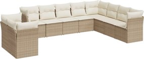 vidaXL 10 részes bézs polyrattan kerti ülőgarnitúra párnával