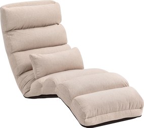 HOMCOM Egyszemélyes Lazító Kanapéágy Szék Átalakítható Karosszék Állítható Hát- és Fejtámlával 5 Fokozatban, 120 Kg Teherbírás, 58x119x78 cm, Bézs | A