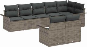 vidaXL Kerti Kanapé Szett párnával 8 pcs Szürke polirattan