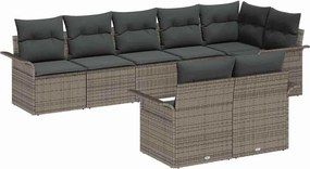 vidaXL Kerti Kanapé Szett párnával 8 pcs Szürke polirattan