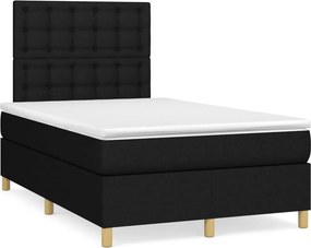 vidaXL fekete szövet rugós ágy matraccal 120 x 200 cm
