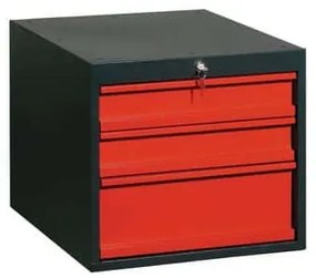 FelfÜggeszthető, 3 fiókos tároló, 47 x 51 x 59, antracit/piros