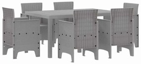 Kert étkező szett 7 pcs Világosszürke Polt rattan