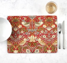 Morris &amp; Co Pimpernel alátét nagy asztal tányér alá madarak eper virágok