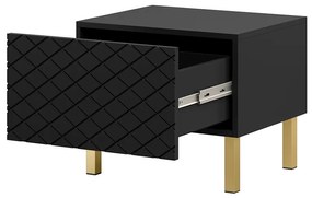 Scalia II 50 1SZ éjjeliszekrény szett 2 db - matt fekete / arany lábakkal