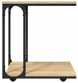 sonoma tölgy szerelt fa kisasztal kerekekkel 50 x 35 x 55,5 cm