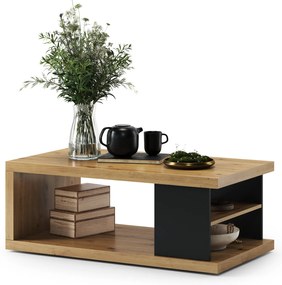 Mazzoni LANA S-110 dohányzóasztal Artisan Tölgy / Fekete - DOHÁNYZÓASZTAL POLCCAL