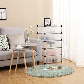 Cipőtároló doboz 10 db moduláris tárolódoboz, fehér 43x31x173cm