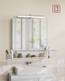 Fürdőszobaszekrény led világítással, konnektorokkal, 16,5 × 70 × 75 cm, felhőfehér színben