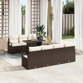 Kerti Kanapé Szett 8 pcs Barna és krémszínű 100 x 55 x 73 cm