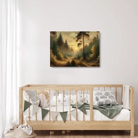Üveg kép - Napfény az erdőben (70x50 cm)
