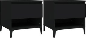 vidaXL 2 db fekete szerelt fa kisasztal 50 x 46 x 50 cm