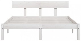 King Size fehér tömör fenyőfa ágykeret 150 x 200 cm