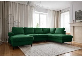 Sötétzöld kordbársony kinyitható sarokkanapé (jobb oldali) Lofty Lilly – Miuform