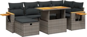 vidaXL 7 részes szürke polyrattan kerti ülőgarnitúra párnákkal