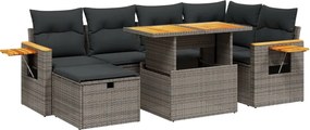 vidaXL 7 részes szürke polyrattan kerti ülőgarnitúra párnákkal