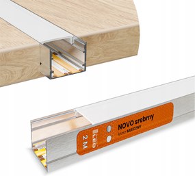 Led profil Alumínium Szalag Ezüst Anód Falra szerelhető Süllyesztett Lámpabúra 2m