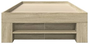 sonoma tölgy színű szerelt fa ágykeret matrac nélkül 90x200 cm