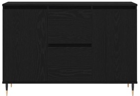 Oldalszekrény Ajtókkal és Fiókokkal Fekete Tölgy 101,5x35x70 cm