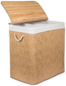 G21-es 150 literes szennyeskosár elválasztókkal, rattan utánzat, fehér betéttel