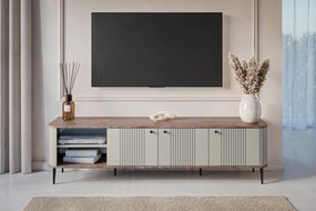 Vesper 3D TV-szekrény 187 cm - kasmír / diófa / fekete színű lábak