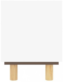 fehér tömör fenyő és természetes rattan TV-szekrény 80x30x40 cm