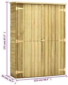 kerti impregnált fenyőfa szerszámoskamra 123 x 50 x 171 cm