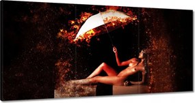 Vászonkép 180x90 Csaj lángoló pózban