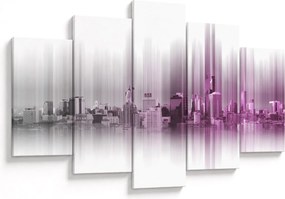 Kép - Panoráma a városra, rózsaszín-szürke (150x105 cm)