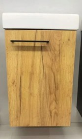 Erga Kim, fali WC szekrény 50x23x60 cm + kerámia mosogató 50 cm, craft tölgy, ERG-207-D-05017+1430