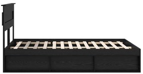 vidaXL Ágykeret matracmal fiókkal Fekete 160 x 200 cm Tömör fenyőfa