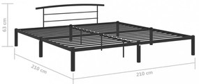 fekete fém ágykeret 200 x 200 cm