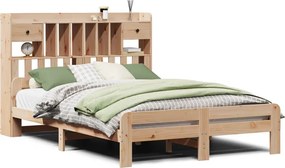 vidaXL tömör fenyőfa könyvespolcos ágy matrac nélkül 150 x 200 cm