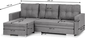 FELIX Kinyitható sarokkanapé Sötétszürke