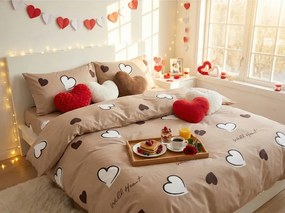 WELL HEART barna pamut ágyneműhuzat Ágyneműhuzat mérete: 70 x 90 cm | 140 x 200 cm