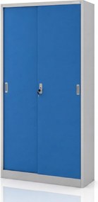Irodai fém szekrény tolóajtóval kék-szürke: KUBA 900 x 1850 x 400 mm