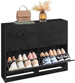 Cipősszekrény 4 lehajtható rekesszel 24 x 105,5 x 83 cm, fekete