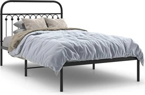 vidaXL fekete fém ágykeret fejtámlával 107 x 203 cm