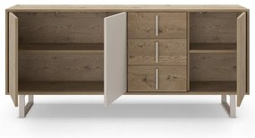 Szürke-natúr színű alacsony komód tölgyfa dekorral 180x80 cm Millay – Marckeric