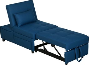 HOMCOM 3-in-1 Húzható Fotel Ágy, Kihúzható Kanapé Ágy, Alvós Fotel Oldalsó Zsebbel, Állítható Háttámlával, 150 kg Teherbírásig, Nappaliba és Hálószobá