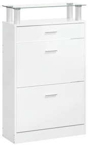 vidaXL magasfényű fehér szerelt fa cipőszekrény 63x24x104 cm