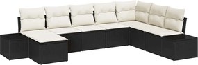 vidaXL Kerti Kanapé Szett párnával 8 pcs polirattan