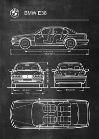 Poszter Bmw E38 Retro Patent Séma