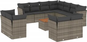 vidaXL 12 részes szürke polyrattan kerti ülőgarnitúra párnákkal