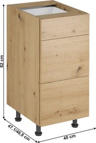 Alsó szekrény, artisan tölgy, LANGEN D40S3 P
