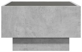 betonszürke szerelt fa dohányzóasztal LED-del 50 x 50 x 30 cm