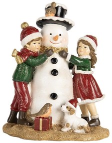 Gyerekek hóemberrel vintage karácsonyi figura